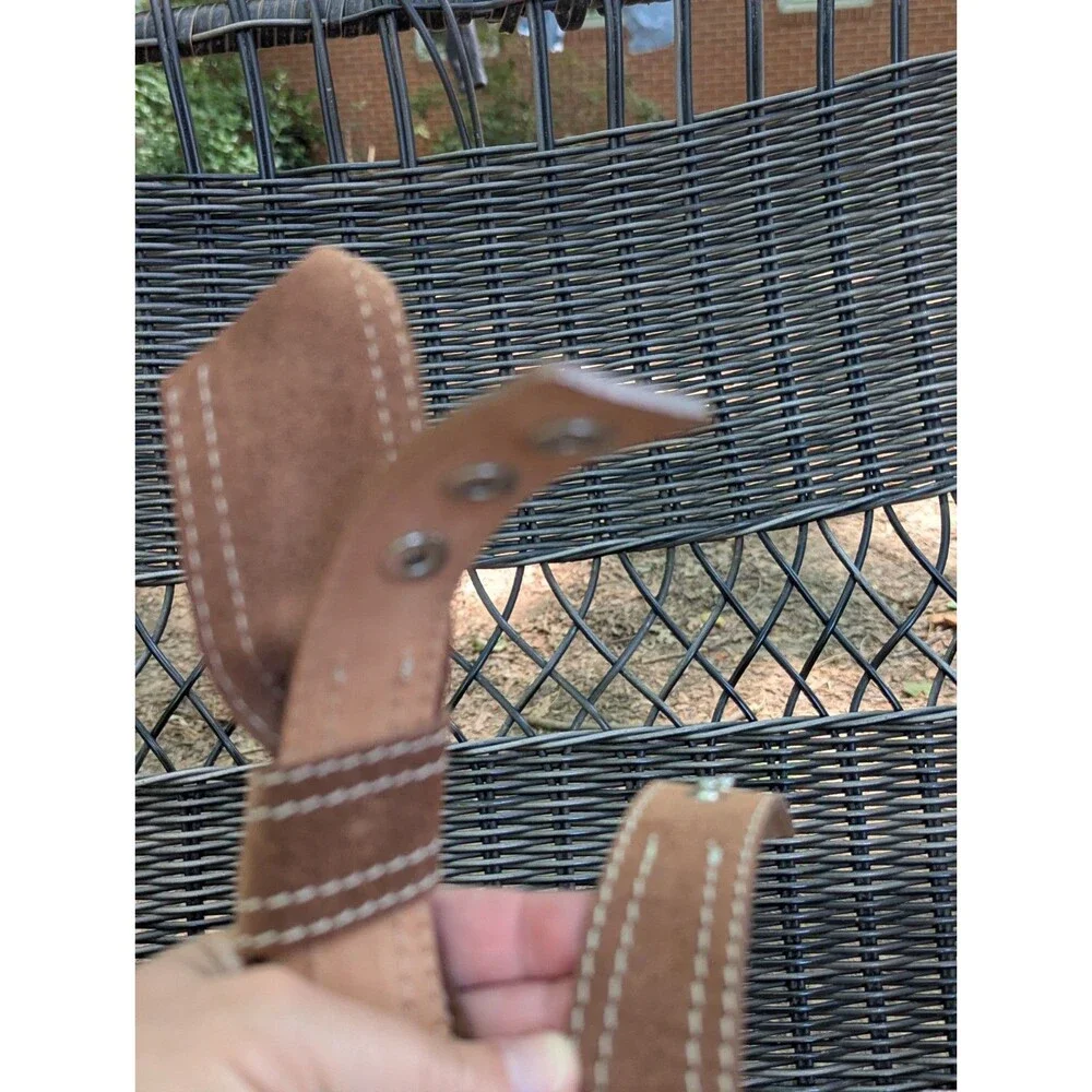 Vintage TANNER Italy Brown Suede Leather Knot Tie Accent Belt Size Large 37